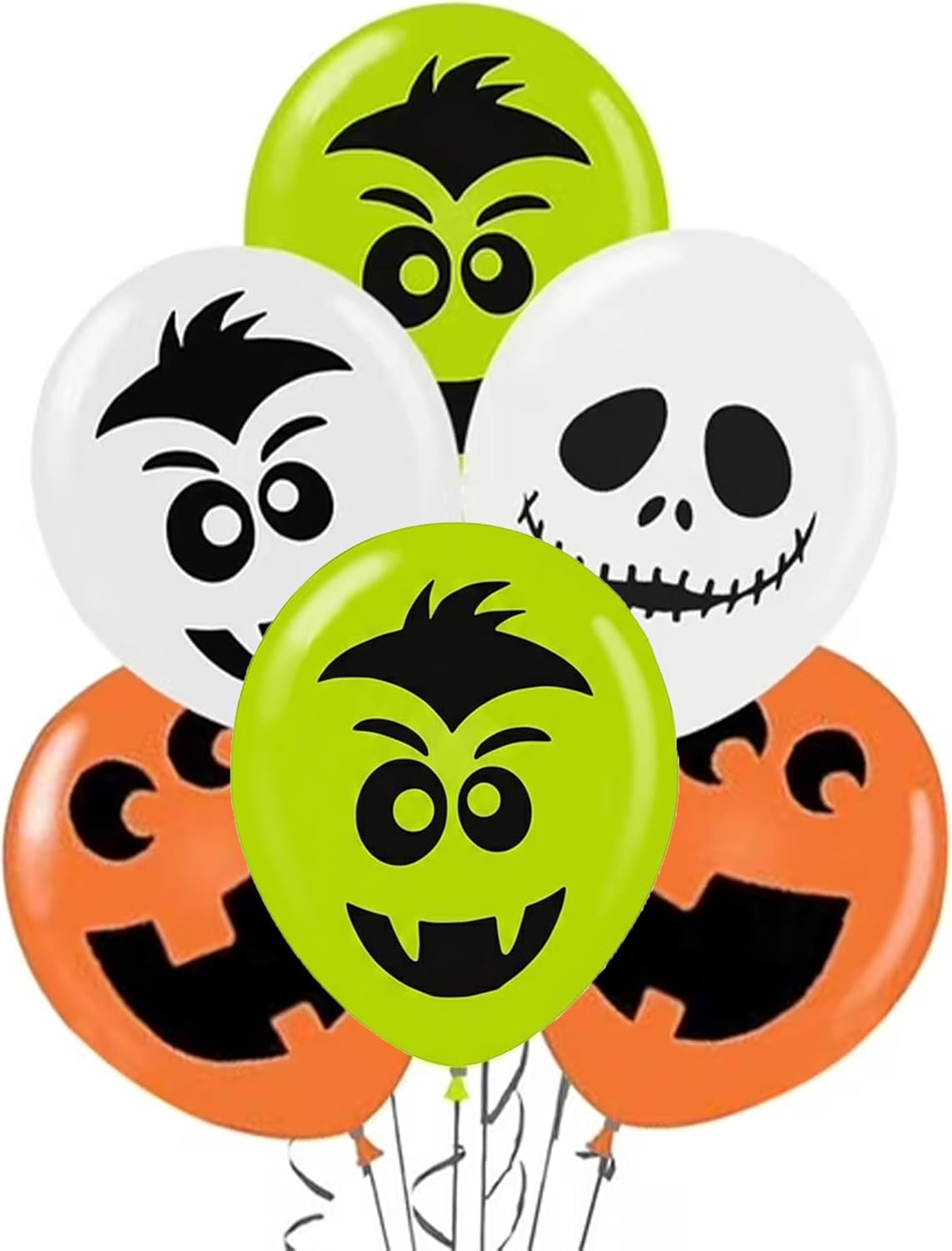 PMU 100Pcs Halloween Balloons 11 Inch, Fun Balloons for Halloween Party Décor, Spooky Ghost Theme