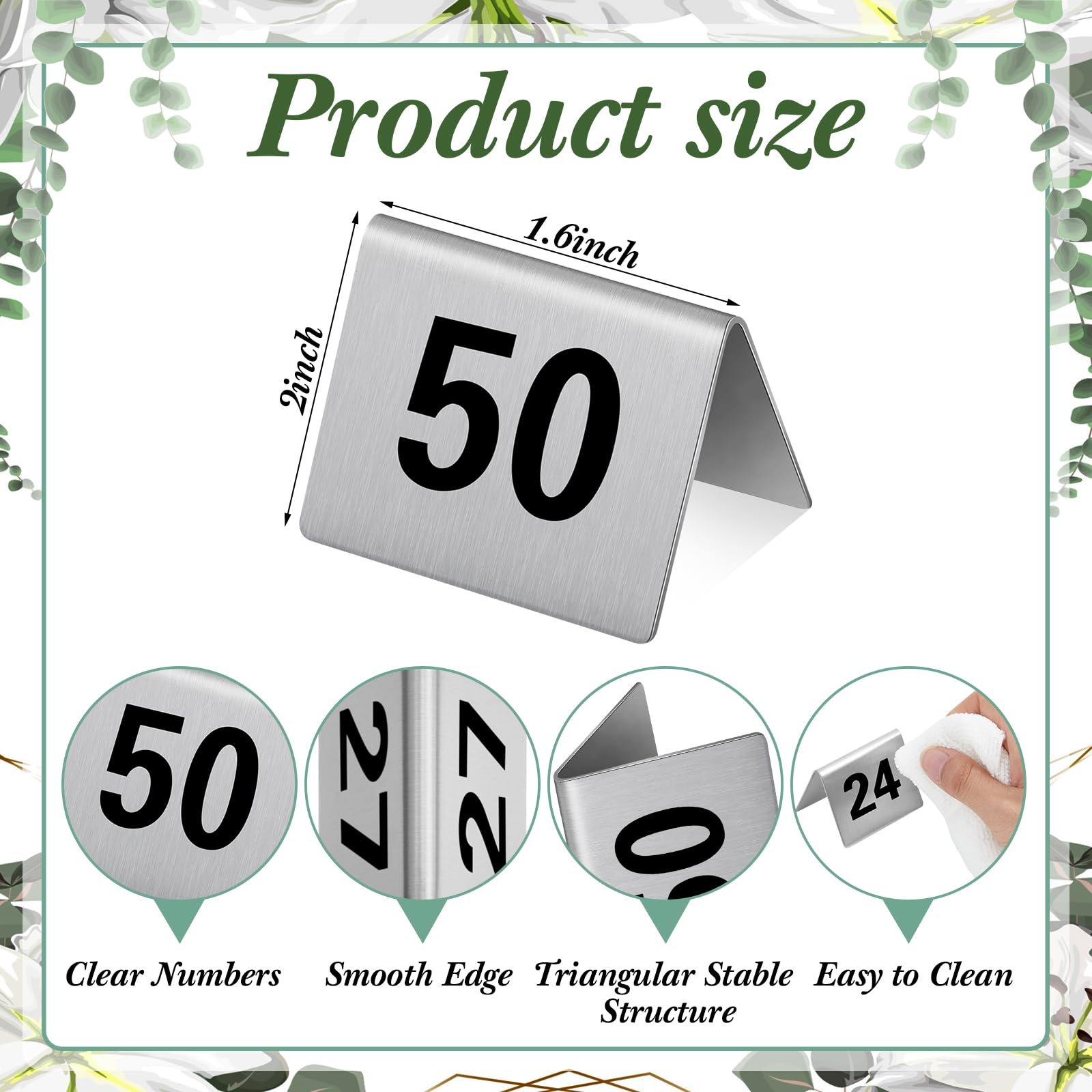 Stackable Restaurant Metal Table Numbers Snapklik.com : Wenqik Stainless Steel Table Numbers Tent Style ...