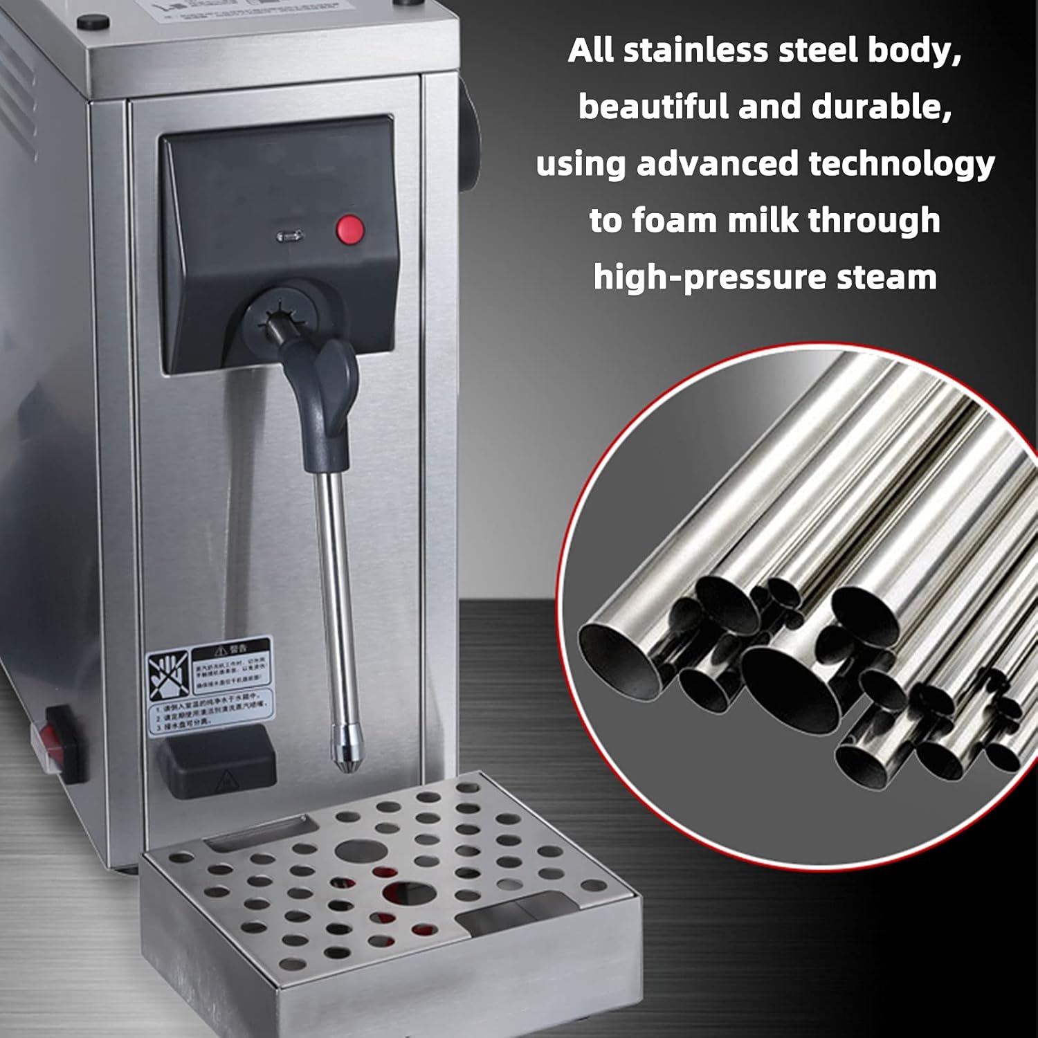 Commercial Milk Frother 220V Automatic Milk Steamer Electric Coffee Frothing Machine 800Ml Professional Double Hole Pump Embossed Coffee Milk Frother