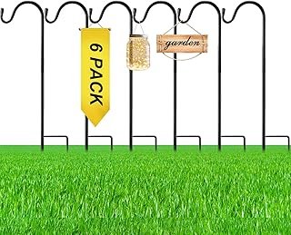 6 Pcs 15 Inch Shepherds Hook for Outdoor Adjustable Bird Feeder Pole Metal Steel Shepard Hooks for Hummingbird Stand Feeder Pole for Garden Plant, Lantern, Hanging Wedding Decor