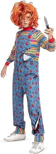Spooktacular Creations Disfraz de Chucky de Halloween para niño, disfraz de muñeca de película de terror poseído para fiesta de disfraces para niños