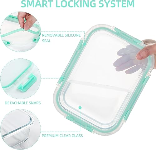 Miniatura 5 de C CREST Paquete de 12 recipientes herméticos de vidrio para almacenamiento de alimentos frescos y sabrosos, varios tamaños para un almacenamiento