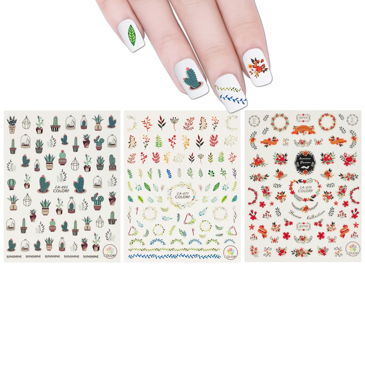 Amazon.com: ALLYDREW 3 Sheets Succulent Plants & Wreaths Nail Art Succulent  Plants & Wreaths Nail Stickers : Beauty & Personal Care