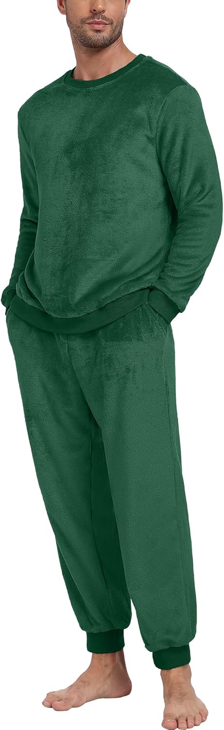 PrinStory Men's Pajamas Set - Winter Coral Fleece Long Sleeve Tops and Bottoms,Soft Plush Warm Loungewear With Pockets S-2XL - Image 3