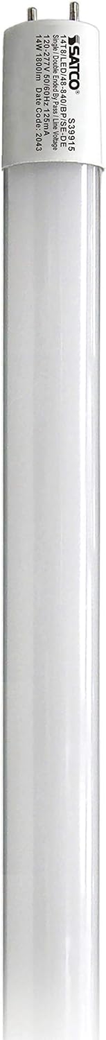 Satco 14 Watt T8 LED Medium Bi Pin Base 4000K Cool White Light Bulbs (25 Pack)