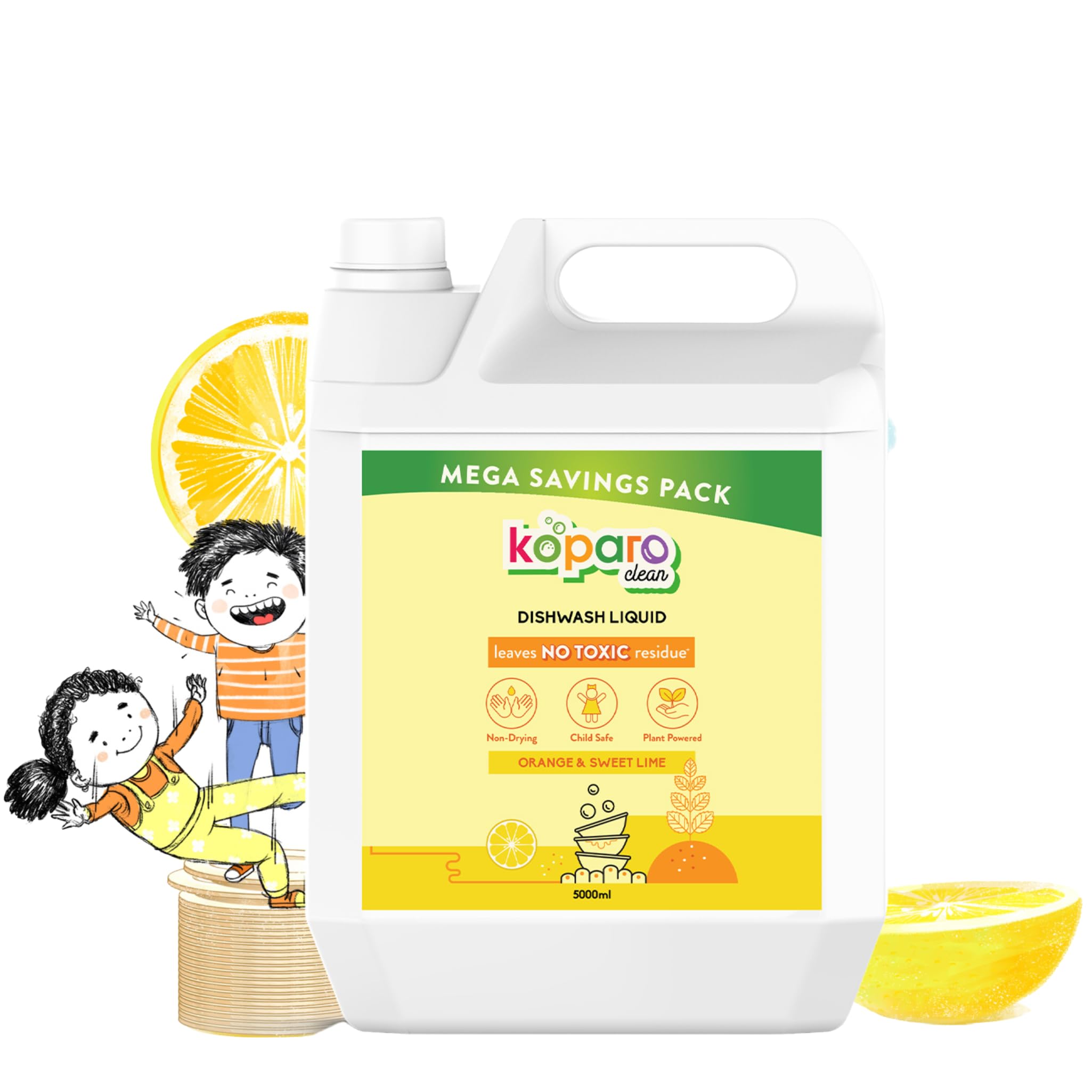 Koparo Organic Dishwash Liquid | 5 Litres | Orange & Sweet Lime Fragrance | Natural, Plant Based & Eco-Friendly | Removes Tough Grease, Soft on Hands | Baby & Pet Safe (B0D8BBX5BC) Amazon Price History, Amazon Price Tracker
