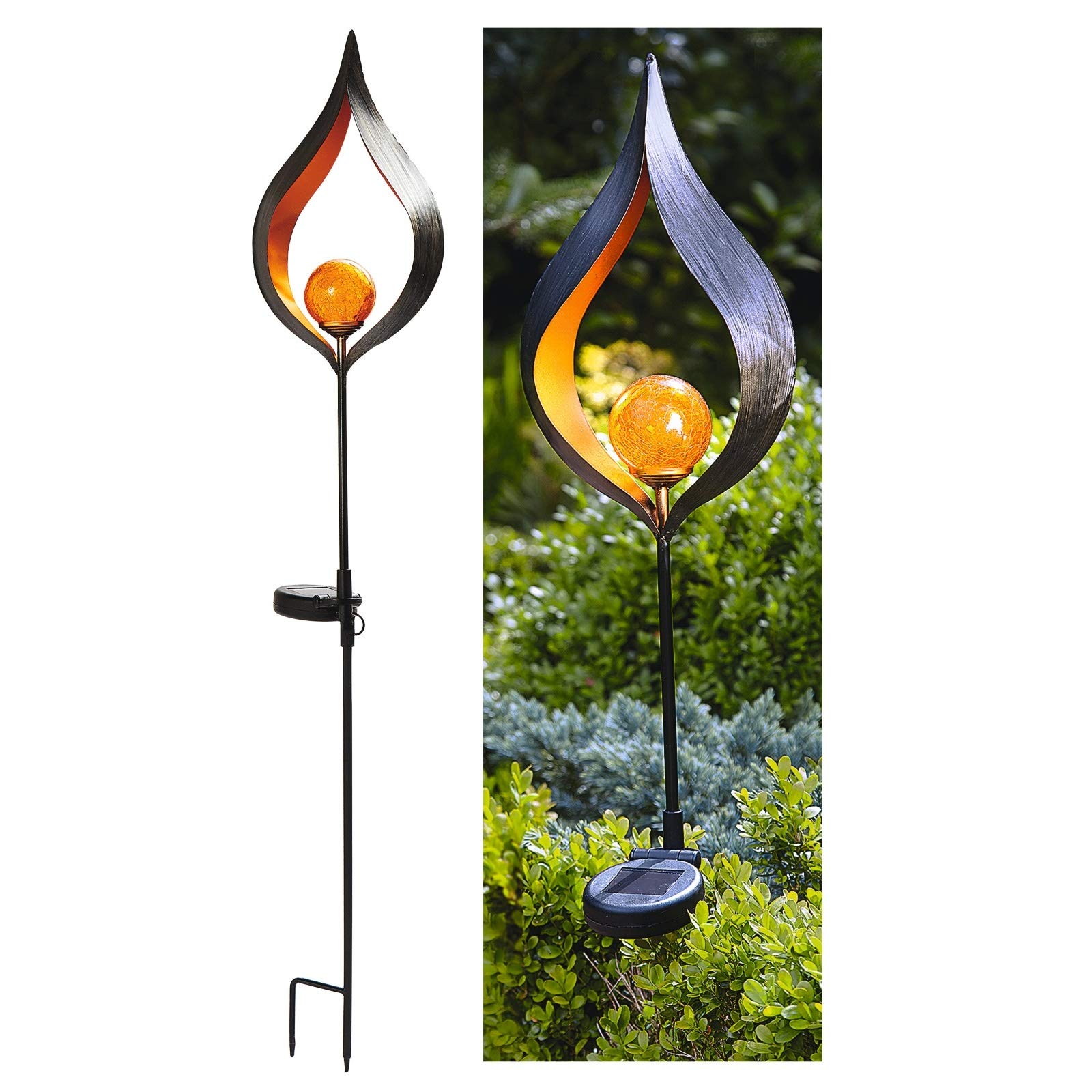 1 X Aura Flame Globe Stake LightsSolar Powered Zen Style Outdoor Garden Metal Led Globe LightMeasures H91 X W16.8 X D7.2Cm from B&Q