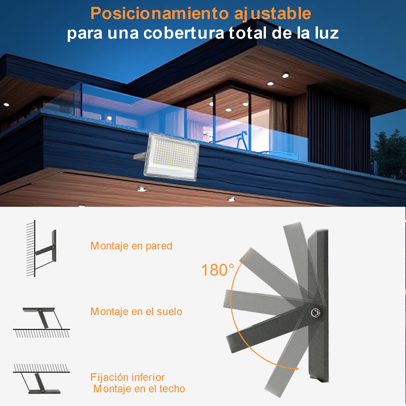 CREATESTAR Foco LED 150W 2 piezas, 14750LM 6500K Proyector LED Exterior,IP66 Impermeable 192 LEDs Super Brillante,Potente foco exterio para Jardín,Garaje, Terraza,Patio Trasero