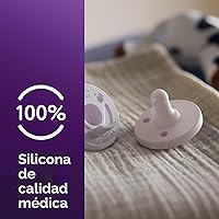 Vista 4 de Philips Avent Soothie Chupetes ortodónticos para bebé, 100% de silicona, de una pieza, sin BPA, para bebés de 0 a 3 meses, 2 lila y 2 rosa, paquete