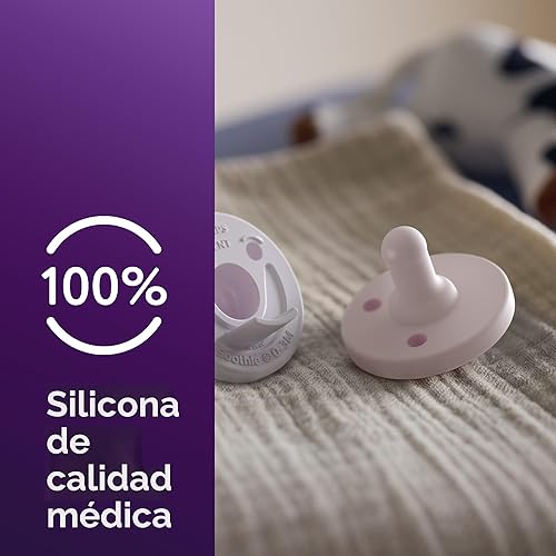 Miniatura 4 de Philips Avent Soothie Chupetes ortodónticos para bebé, 100% de silicona, de una pieza, sin BPA, para bebés de 0 a 3 meses, 2 lila y 2 rosa, paquete
