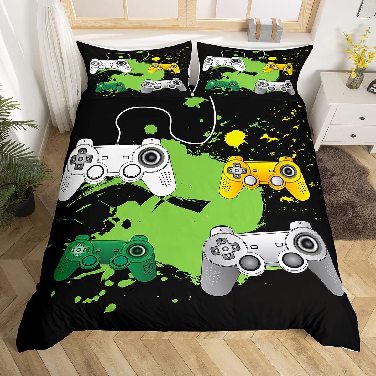 Gamepad Bedding Set for Boys Kids Teens, Modern Video Game