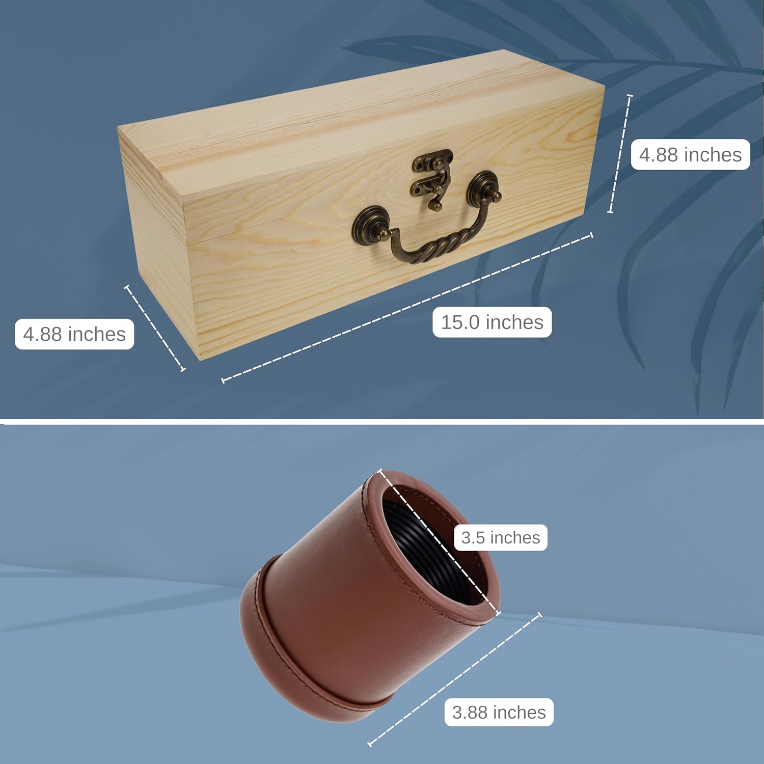 WE Games Leather Dice Cups Set of 4 in Wood Presentation Case – Bundle Includes 20 White Dice for Liars Dice