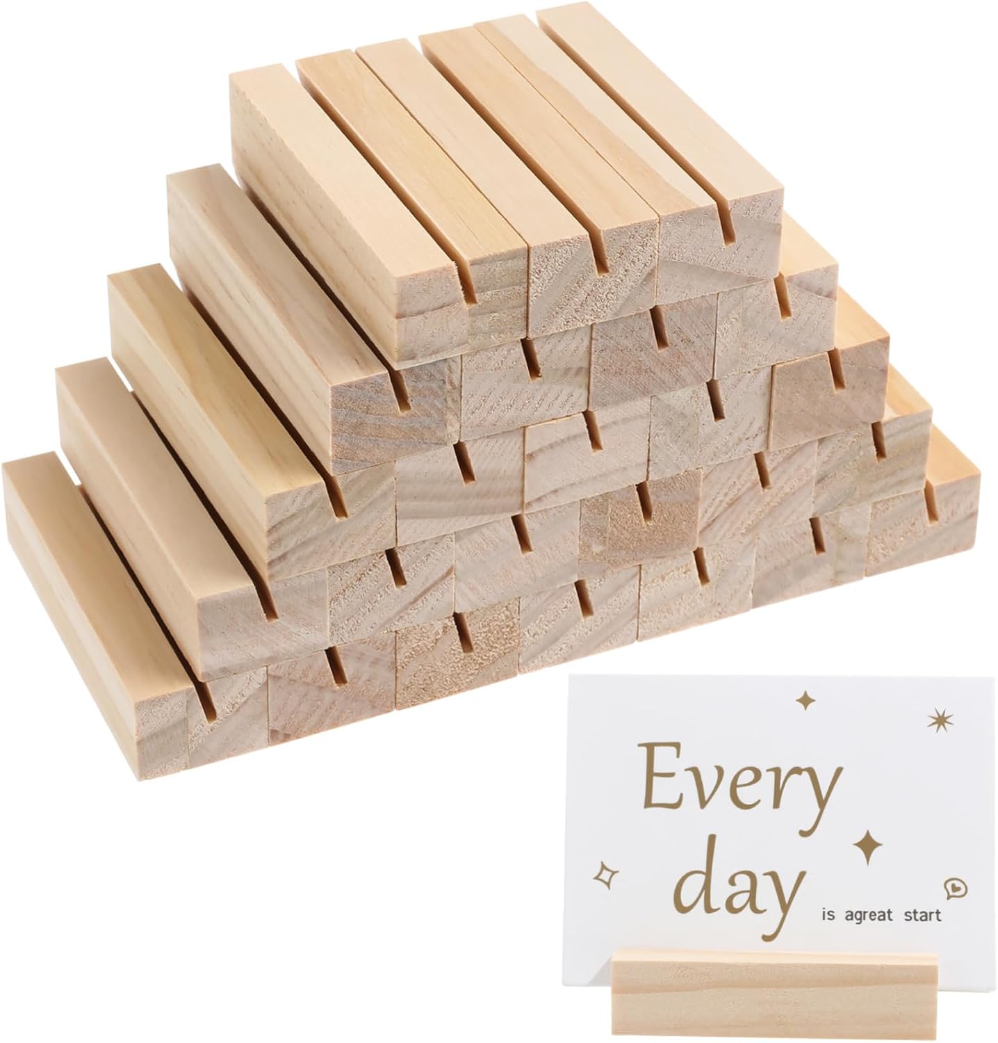 25pcs Rectangular Wooden Memo Holders Versatile Photo and Business Card Stands for Home Office Weddings Events and More Compact Design for