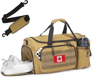 Tactical Gym Bag for Men, 40L Large Capacity Duffle Bags with Shoes Compartment, Sports Bag with Wet Compartment, Multi-Functional Weekend Bags Suitable for Travel, Camping,Hiking
