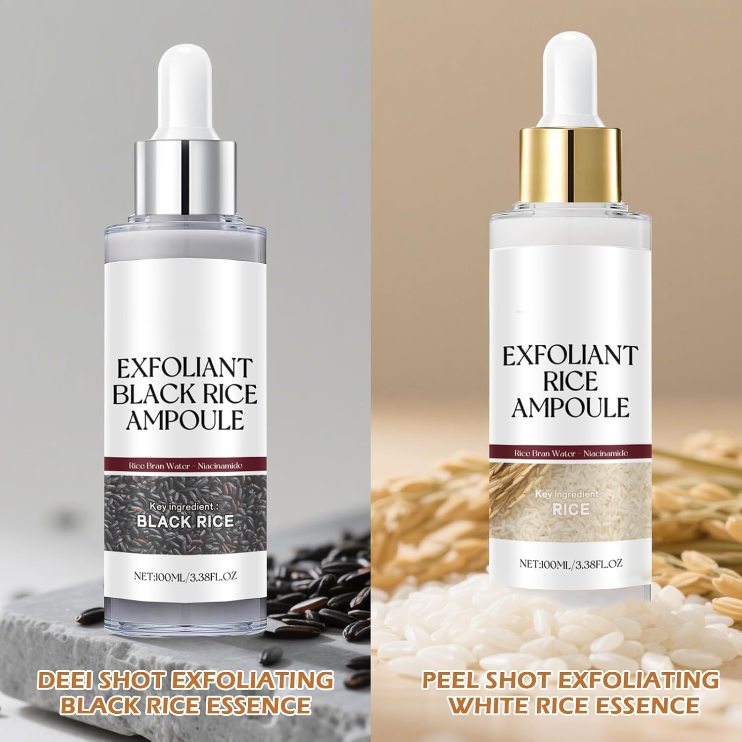Peel Shot Glow Rice Ampoule Duo – 2 Pcs White & Black Rice Face Exfoliating Ampoule... - Image 5