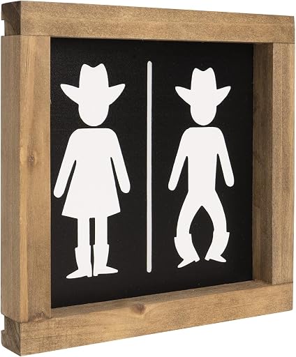 Western Bathroom Decor, Southwestern Cowboy Wall Wooden Signs, Half Bath Table Shelf Door Rustic Home Art Decoration