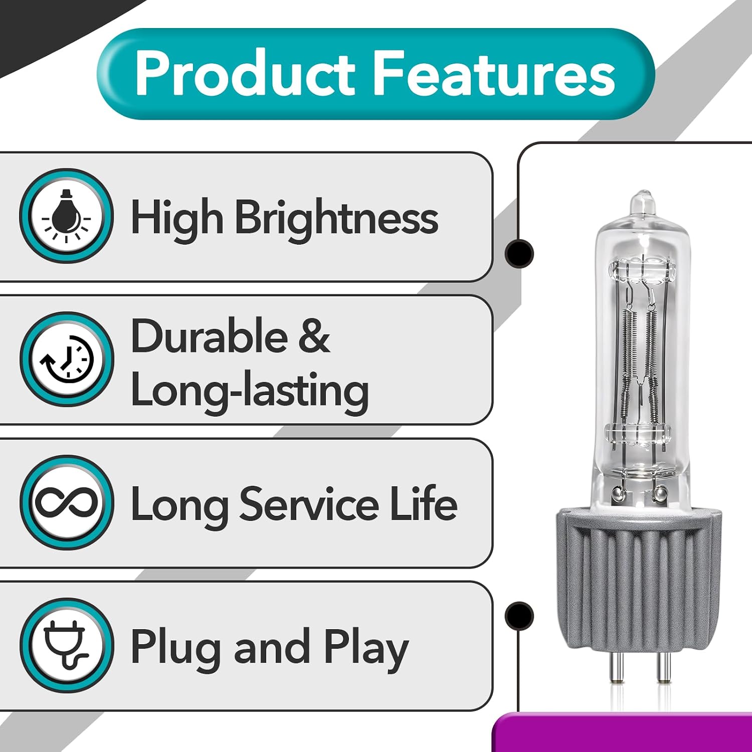 10 Pcs 54622 Lamp Bulb, HPL 575W 115V Halogen Lamp for Stage/Studio/Theater/Exhibition Lighting, G9.5 Medium Bi-Pin Base