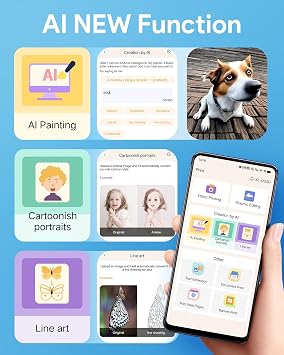 Mini Sticker Printer Notebook Buddy Portable Printer Small Thermal Printer Label Maker Photo Printer DIY Student Gift for iPhone Android Inkless Pocket Printer Colorful Paper with 5 Pens White