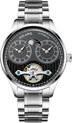 Mens Automatic Watch Dual Time Clown Moon Phase Ailang Series Watches