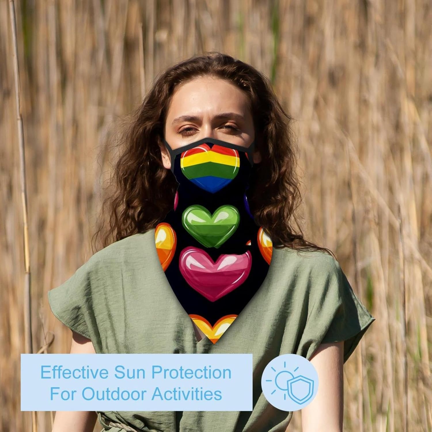 4 Pack Hearts Neck Gaiter Face Scarf Cover Sun Protection Balaclava Cloth Bandanas with Ear Loops