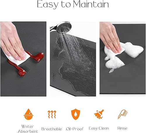 Miniatura 4 de Tapete de café de 15 x 12 pulgadas, súper absorbente, de secado rápido, para accesorios de cafeteracafetera, encimera de cocina (gris oscuro)