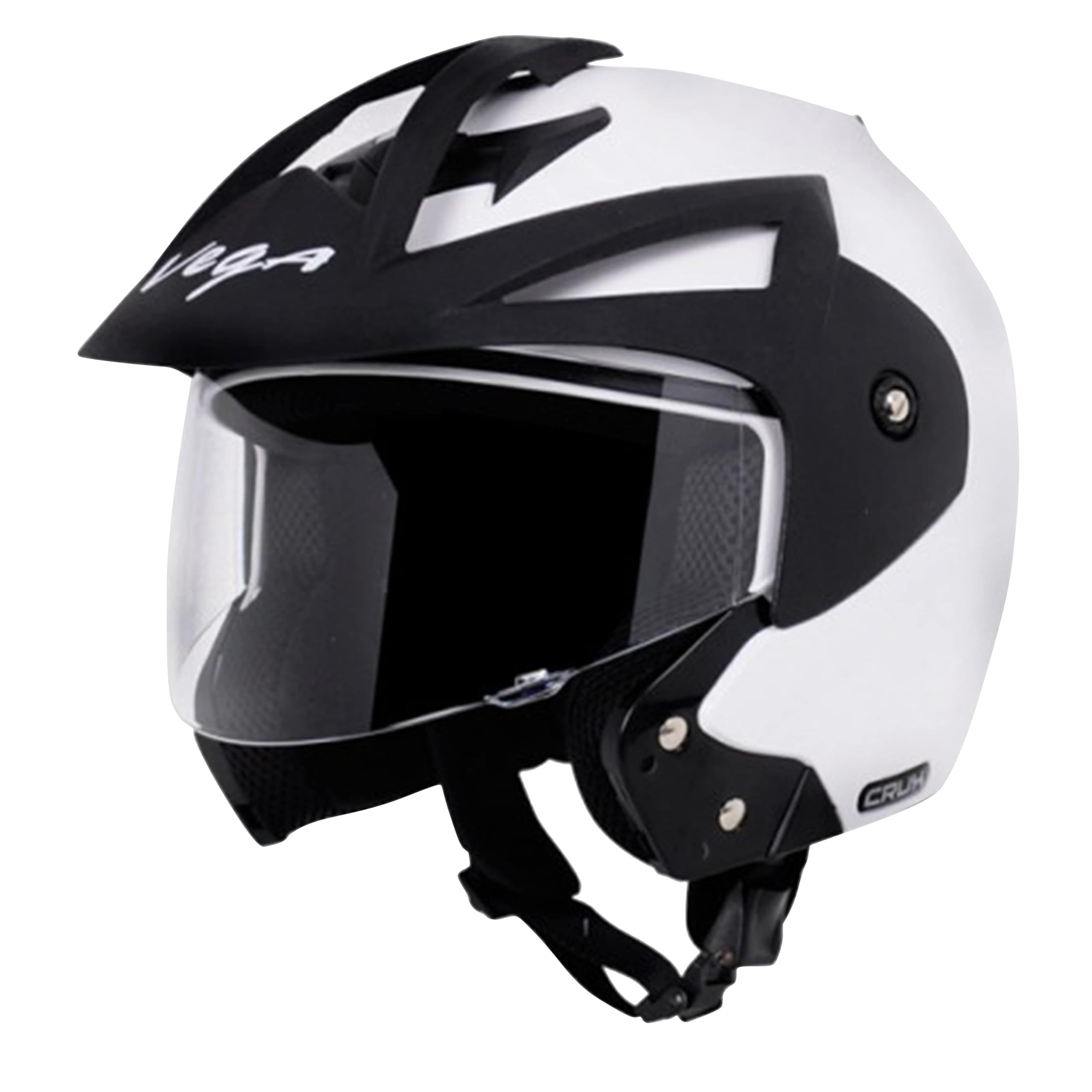Vega Crux ISI Certified Flip-Up Helmet for Men and Women with Clear Visor(White, Size:L)