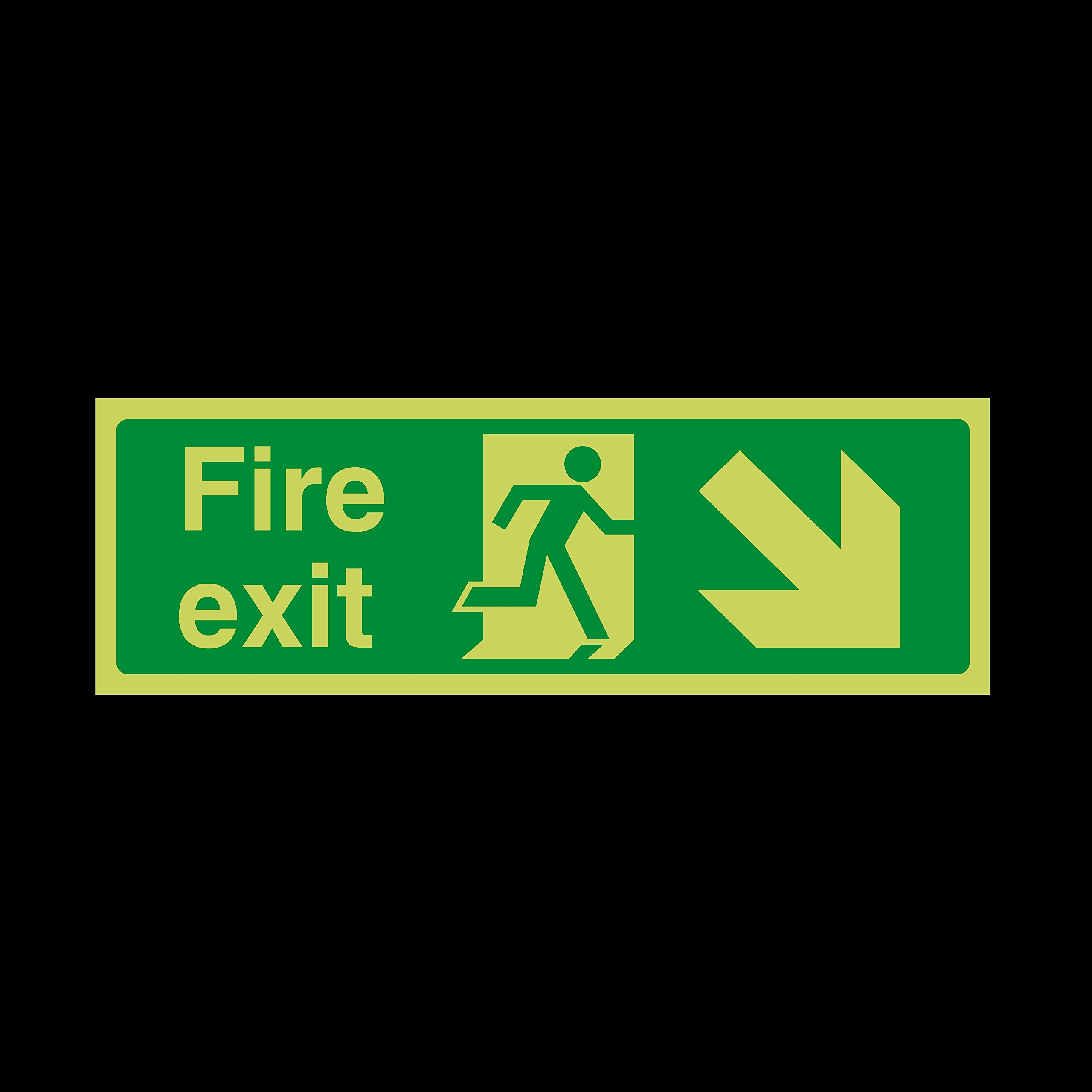 Ussp&S Green Fire Exit Arrow Right Down Photoluminescent Plastic Sign - Emergency/Fire Exit/Extinguisher (Ee7)