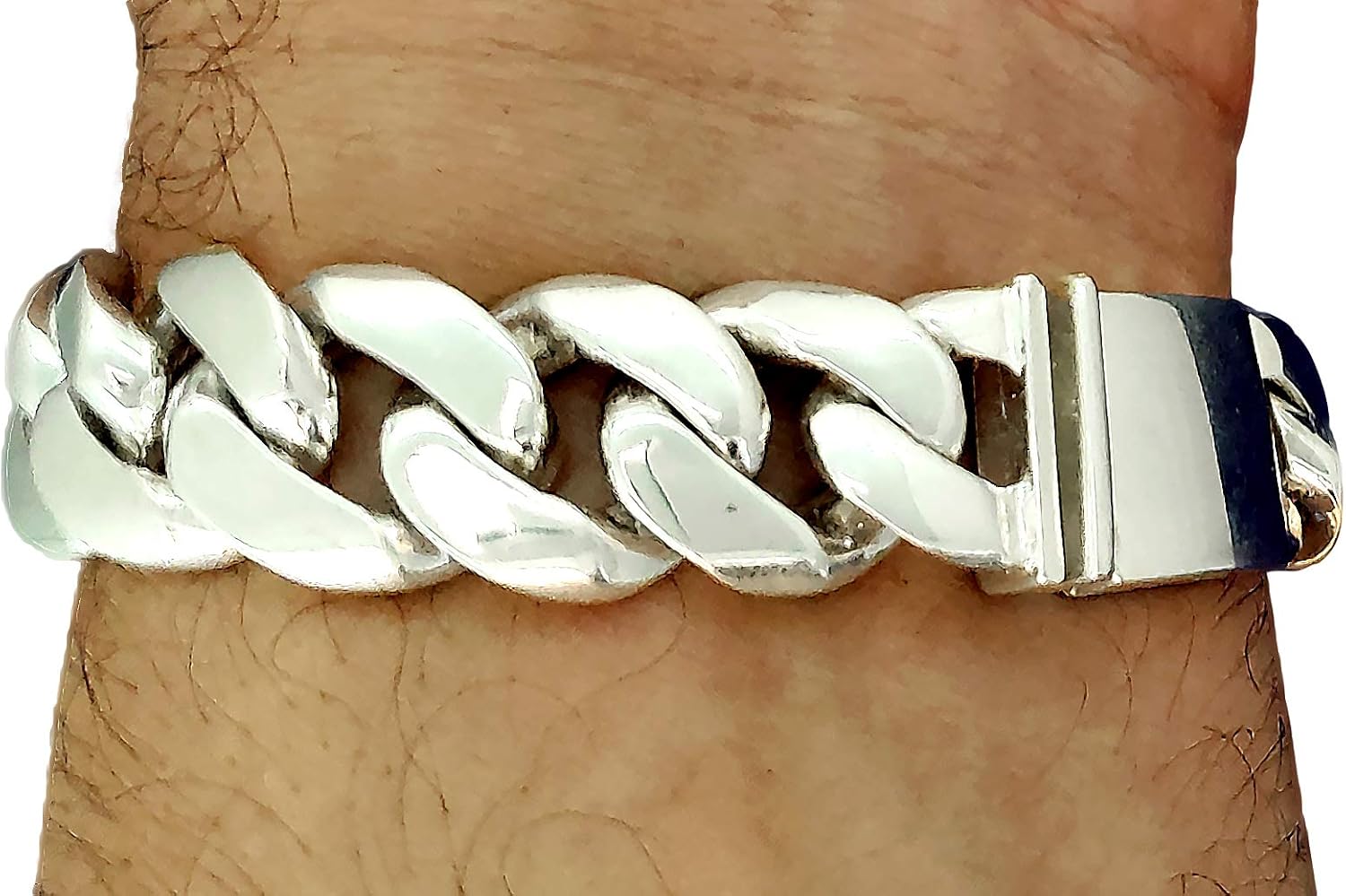 16 mm Heavy Solid Sterling Silver Miami Cuban Link Curb Bracelet Handmade in USA with Custom Handmade Box Lock Sizes 7, 7.5, 8, 8.5, 9, 9.5
