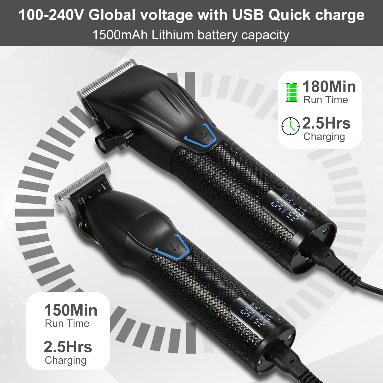 Cortapelos Hombre Profesional, con LED Pantalla, De Barba Afeitadora Para Hombres Niños Familia Cortadora, USB Hair Clipper Set