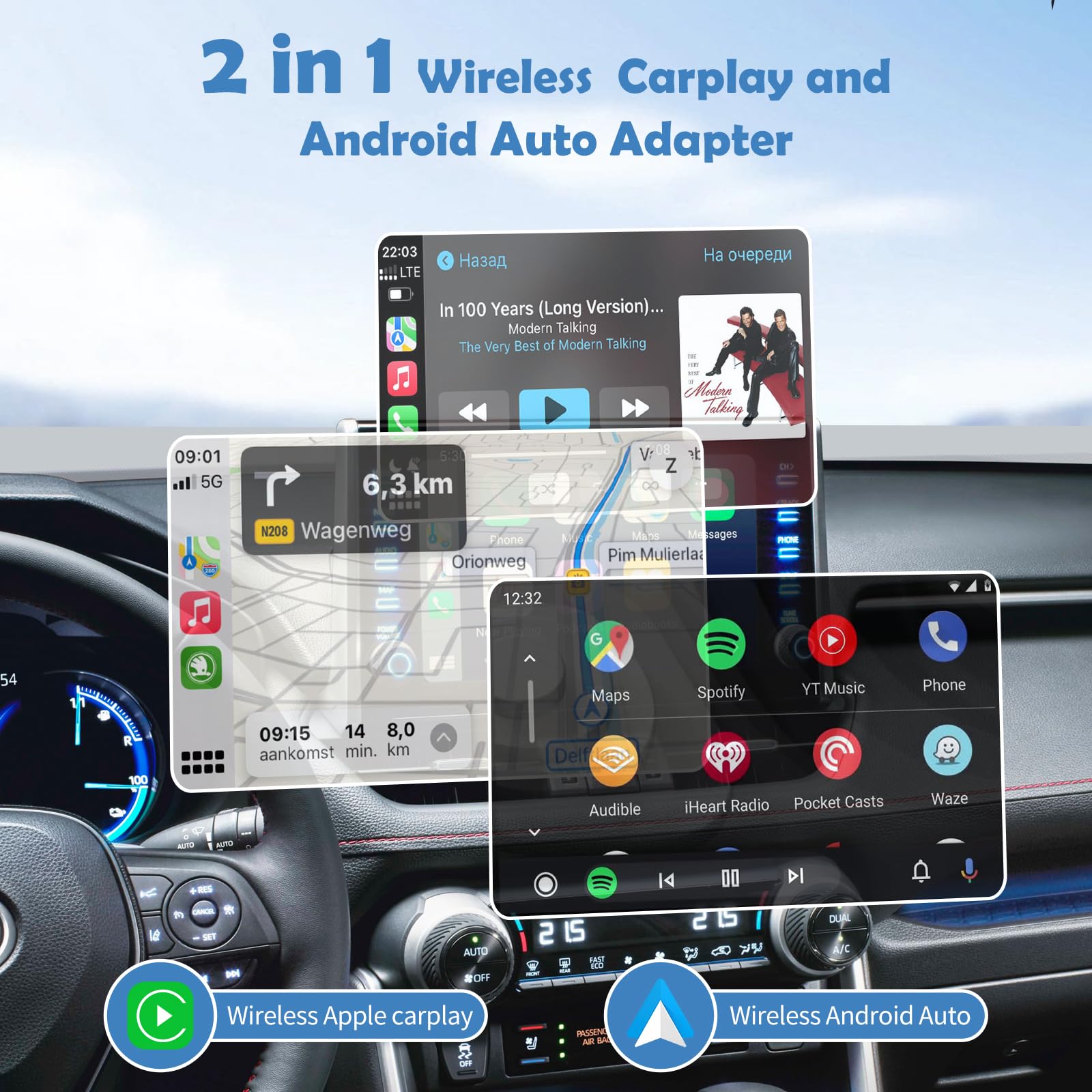 Draadloze Car-Play-adapter, kleinste en snelste draadloze Car-Play