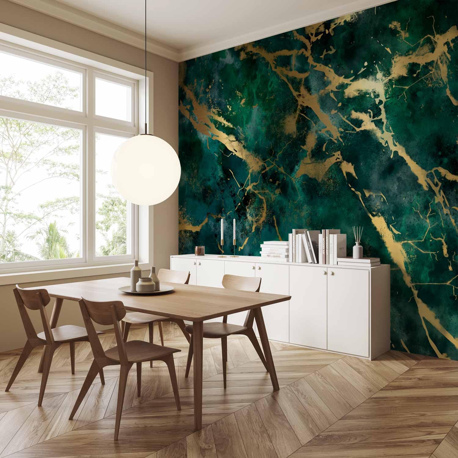 murando Fotomurales autoadhesivo Muro de piedra 441x315 cm Papel Pintado | Decoración de Pared Murales Pegatina decorativos adhesivos 3d Fotográfico mármol Abstracto 3D verde