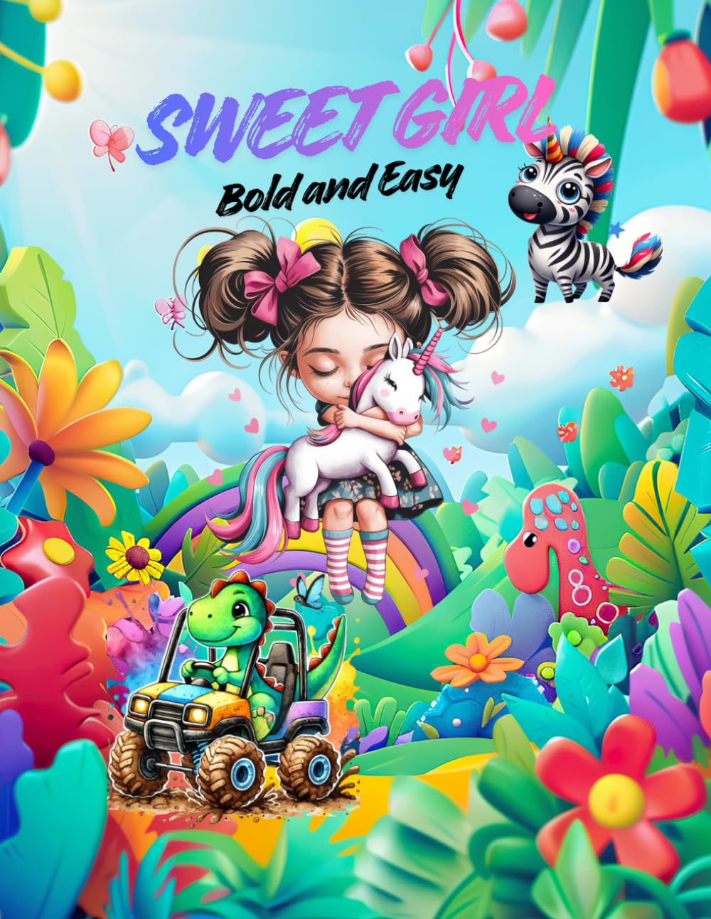 Sweet Girl: Bold and Easy Coloring for Kids Full of charm and cuteness, this delightful set features adorable girls in fun outfits and playful scenes
