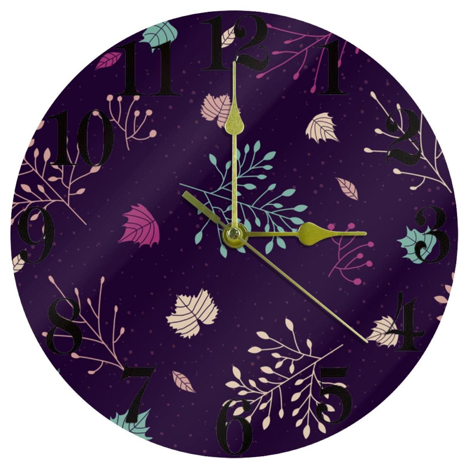 Horloge murale à quartz violette idéale pour cuisine et bureau calme