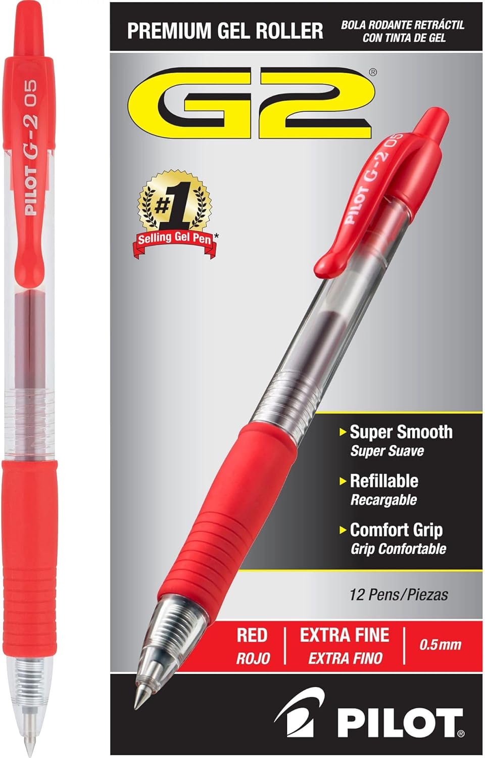 PILOT G2 Premium Refillable & Retractable Rolling Ball Gel Pens, Extra Fine Point, Blue Ink, 12-Pack (31003) Pack of 2