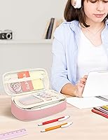 Vista 7 de SUNEE Cute Pencil Case, Aesthetic Pen Pouch, Colored Large Pencil Bag with Zipper, Kawaii Stationery Storage and Organizer, Pink School Supplies for