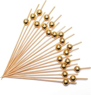 Grehge .7inch Selection Disposable Handmade Silver Pearl Fruit Long Toothpicks, Used for Wedding Garden Sculpture Outdoor Decoration
