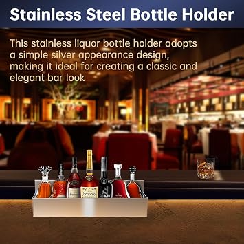 22 Inch Stainless Steel Liquor Bottle Storage Rack | Multi-purpose Storage Organizer For Bar, Kitchen And Garage Liquor Display