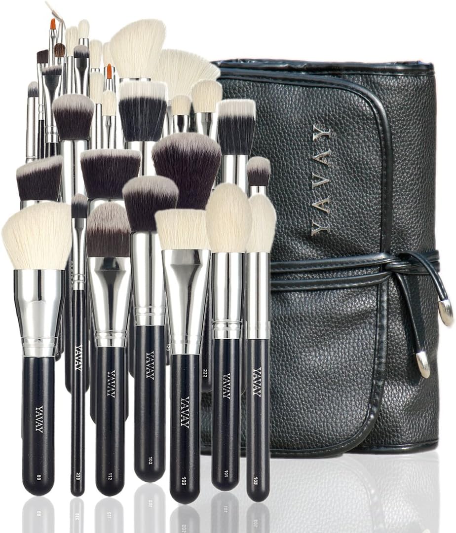 YAVAY 32PCS MASTER MAKEUP BRUSHES Premium Makeup brush set High Quality Soft Taklon Goat Hair Professional Makeup Artist Brush Tool Kit Y32