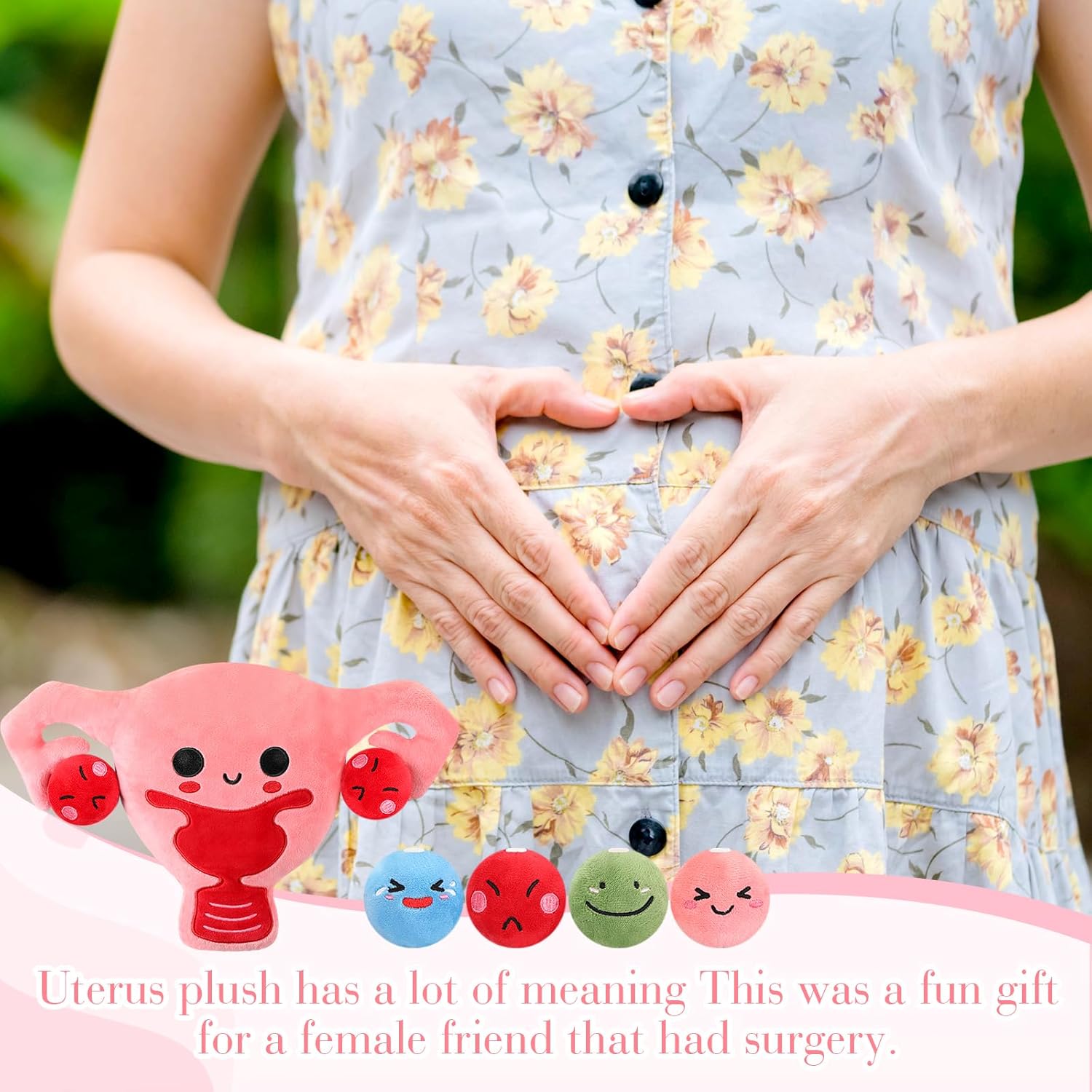 9.8 Inch Large Uterus Plush with 4 Emotional Ovarian Follicles Plush Get Well Gifts Set for Hysterectomy Surgery Recovery Gifts for Women Nurse Endometriosis Awareness Feminist