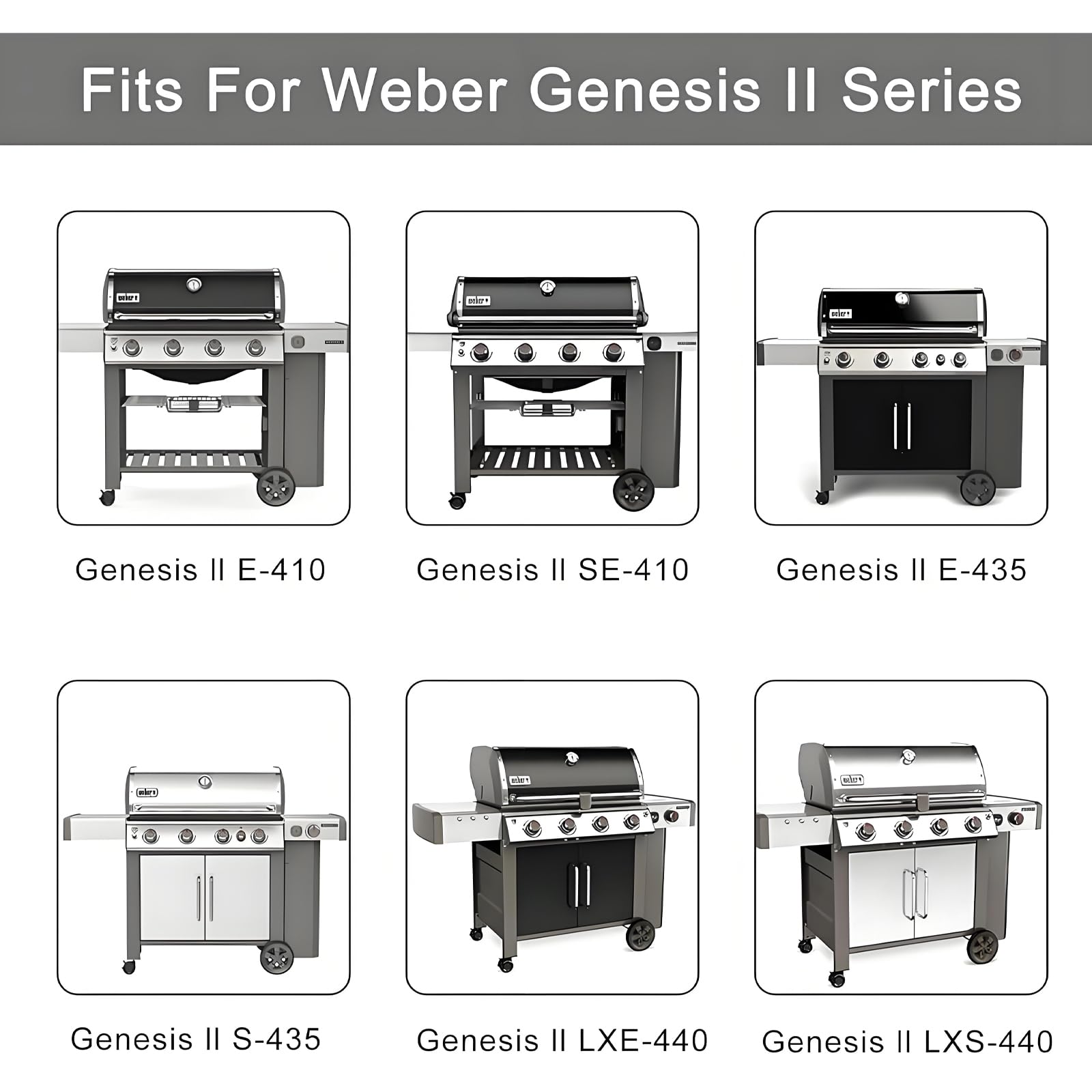 Pièces de rechange compatibles avec Weber Genesis II Barres aromatisantes en acier inoxydable et déflecteurs de chaleur pour E-410/S-410, LX E-440/S-440 | Modèles