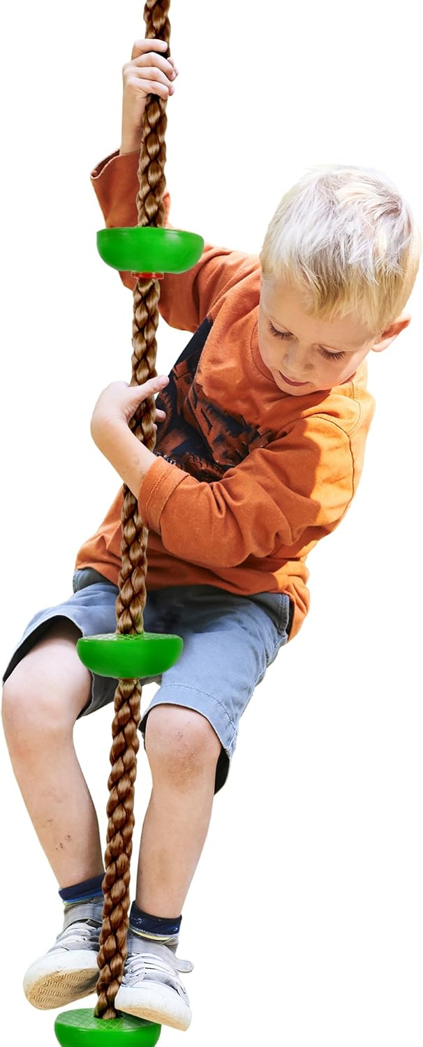 Kids Climbing Cargo Net With Nylon Rope and Wooden Dowels- Fun Outdoor Toy for Balance, Coordination and Strength for Boys and Girls By Hey! Play!
