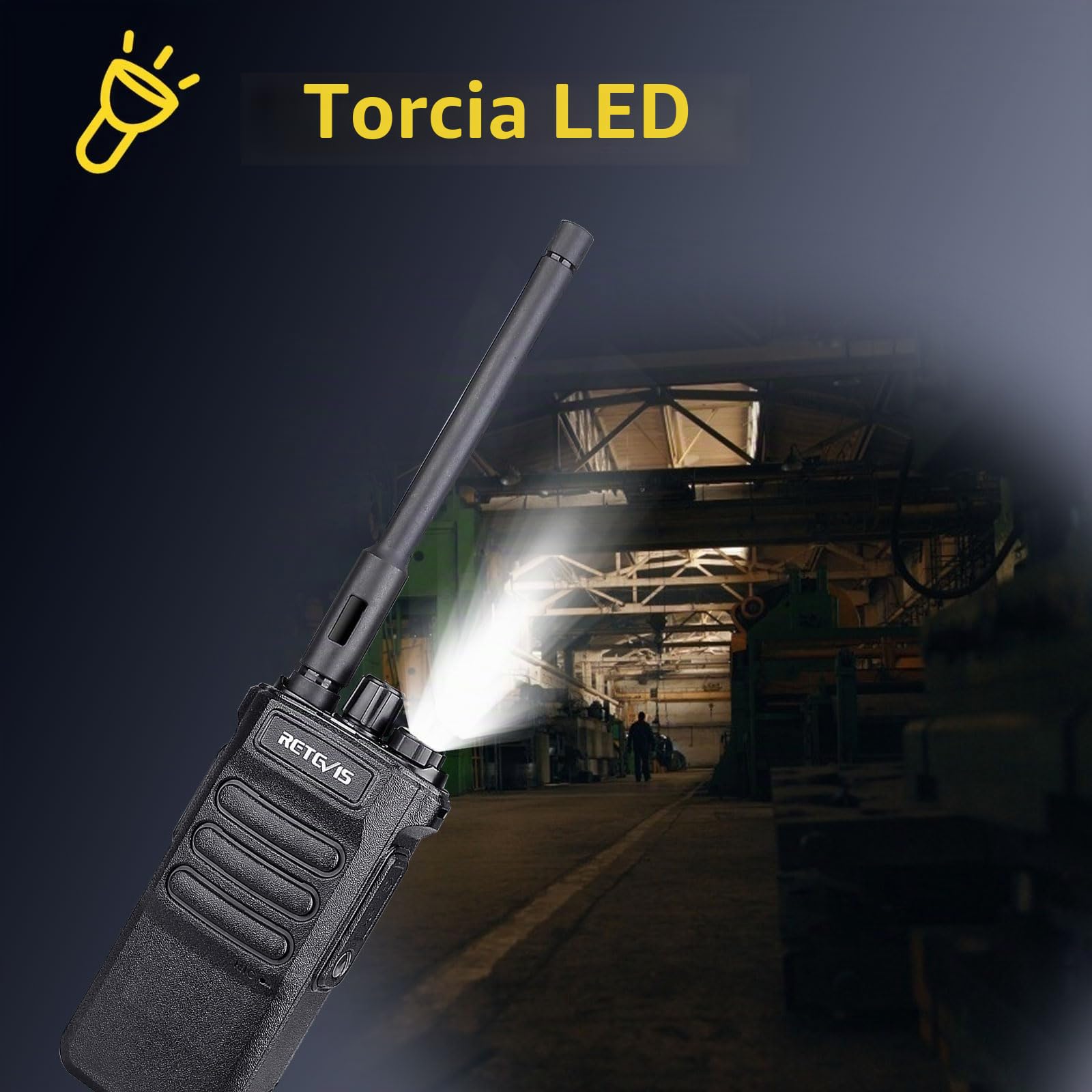 Retevis RT86 Ricetrasmittente Professionale, Walkie Talkie ad Alta Potenza | 2600mAh, Schermo, Allarme Emergenza, Ricaricabile, per Sicurezza e Industriali, Nero, 2 Pezzi