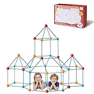 Bzseed Fort Building Kit for Kid DIY Play Tent STEM Construction Toys Fort Builder for Kids Indoor Outdoor Play Creative Gift for 4 5 6 7 8 9 10 11 12 Year Old Boy Girl Christmas Birthday Gift 140Pcs