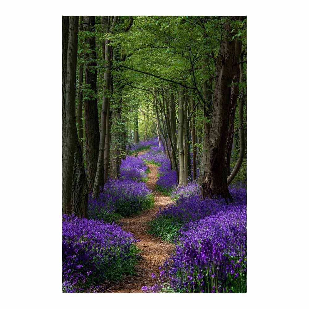 HOQIU Wall art for home decor Bluebell Forestss Path canvas artwork for wall, art prints, For living room, bedroom, bathroom, dining room, painting and decor.(Multicolor)-80x120cm Unframed