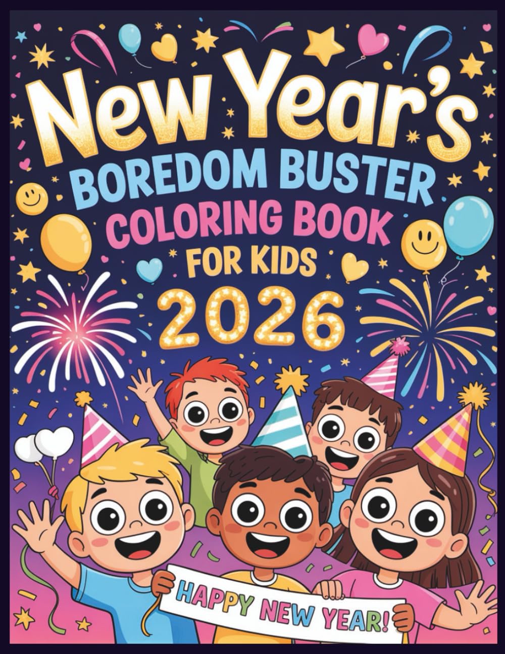 New Year’s Boredom Buster Coloring Book for Kids: Fun and Easy Coloring Pages to Celebrate the New Year with Fireworks, Parties, and Positive Vibes!