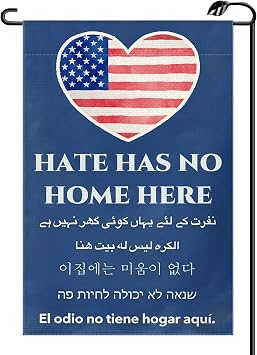 Hate Has No Home Here Garden Flag 12x18 Inch Vertical Double Sided Patriotic Heart Small Flags Farmhouse Outside Decoration For Yard ONLY FLAG RC06