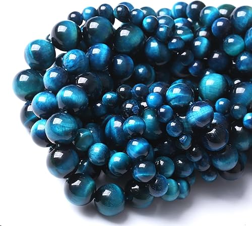 Miniatura 5 de Cuentas redondas sueltas de ojo de tigre de zafiro de 0.472 in, cuentas de gemas naturales, cuentas de piedra energética de cristal para hacer