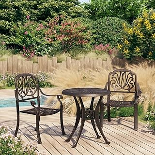 Youuihom Bronze Cast Aluminum Bistro Set 30.7x30.7x28.3 in Modern Outdoor Patio Furniture 2 Seat Round Table Chair Combo Weather-Resistant for Balcony Garden Terrace