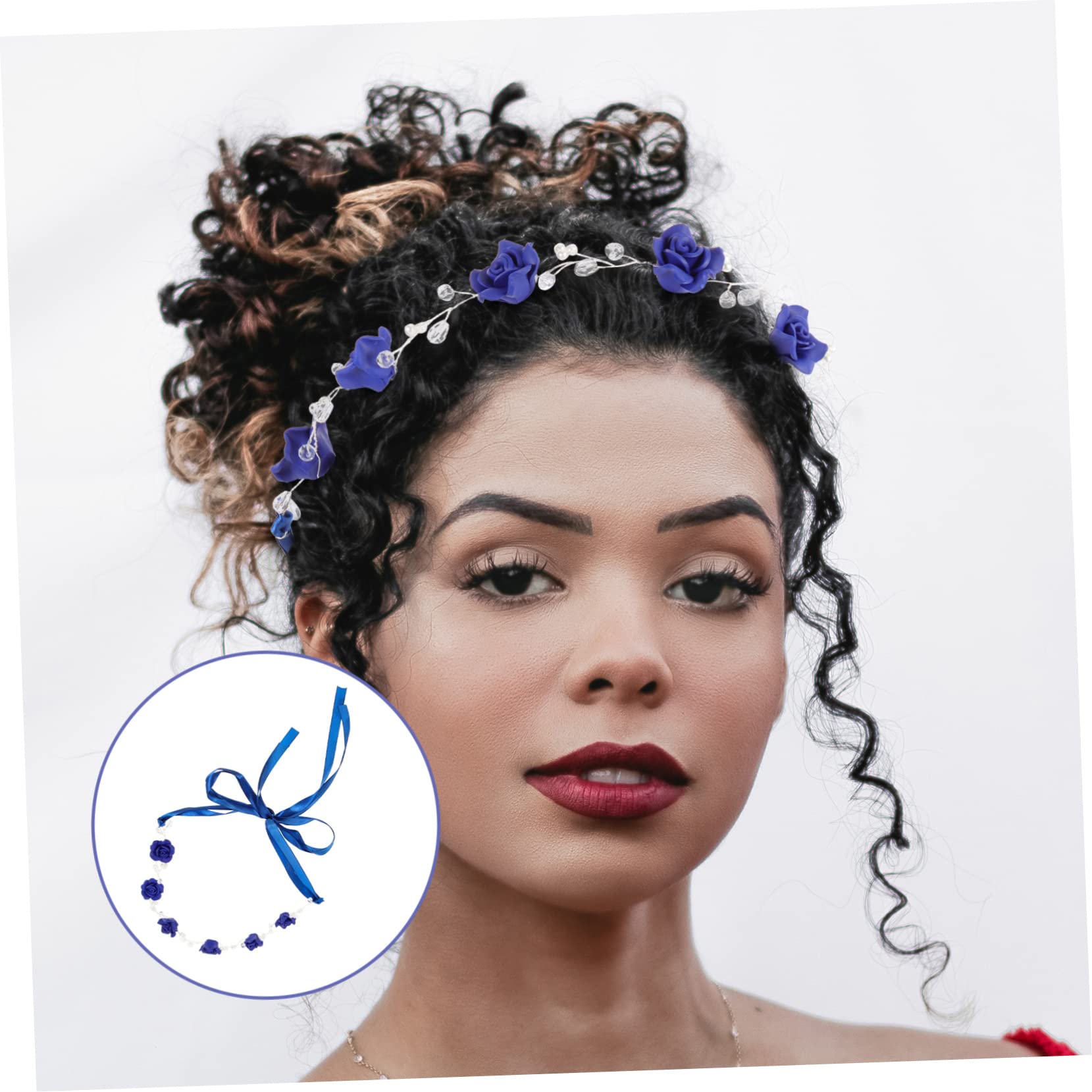 FRCOLOR 4 Diademas de de Imitación con Diseño de de Imitación para El Pelo Tocado de Novia para Mujer Color Azul Marino