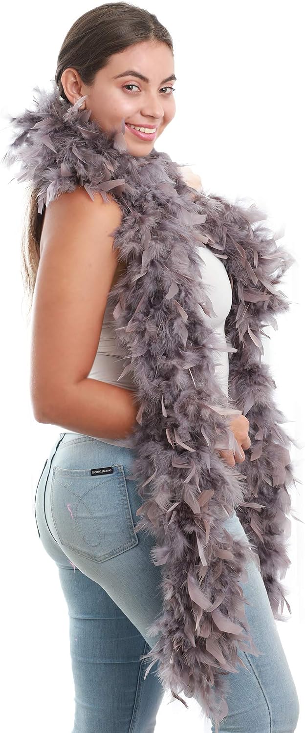 ZUCKER Feather Chandelle Boa - (72 Inch) Heavy Feather Boas for Adults - Roaring 20's Costume, Mardi Gras Party Boa
